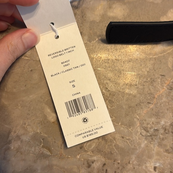 Tory Burch Britten Logo Black Tan with Gold Hardware Reversible Women's Belt - Picture 6 of 9